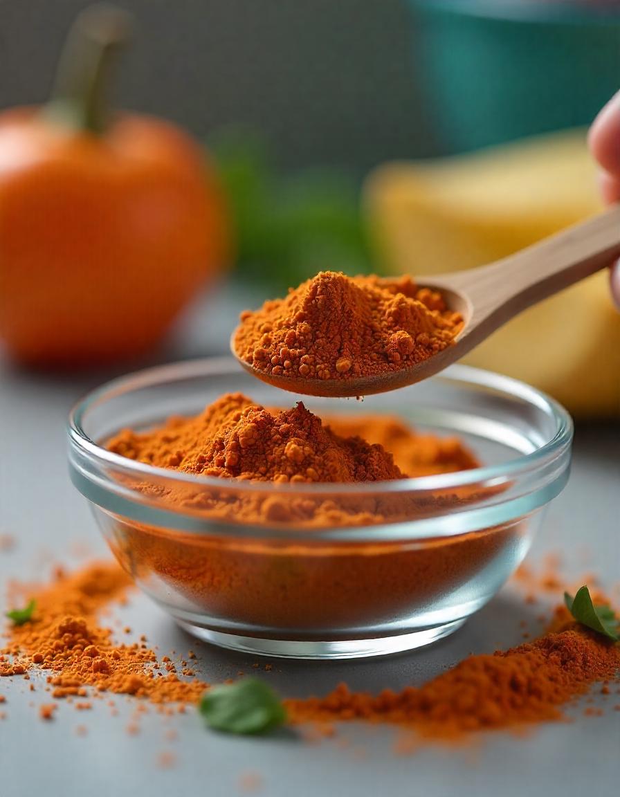 A small glass bowl filled with homemade chicken taco seasoning, featuring a blend of chili powder, cumin, paprika, garlic powder, and other spices.