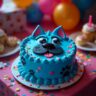 Finished Bluey cake decorated with vibrant blue fondant and detailed features resembling Bluey the dog, perfect for kids' birthday parties